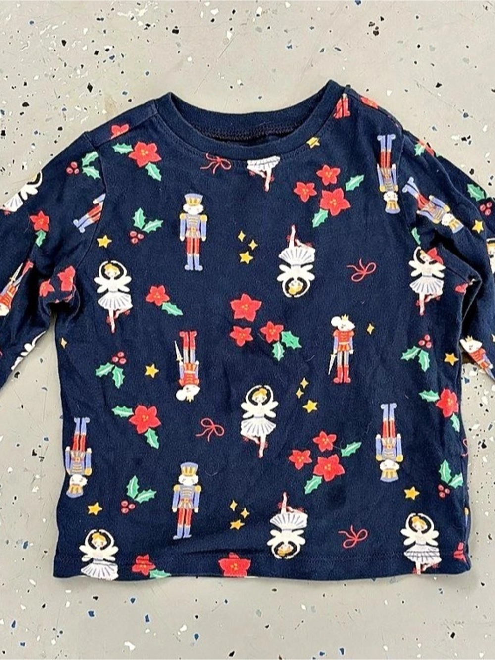 3T Old Navy Long-Sleeve Christmas Tee with Nutcracker Pattern.